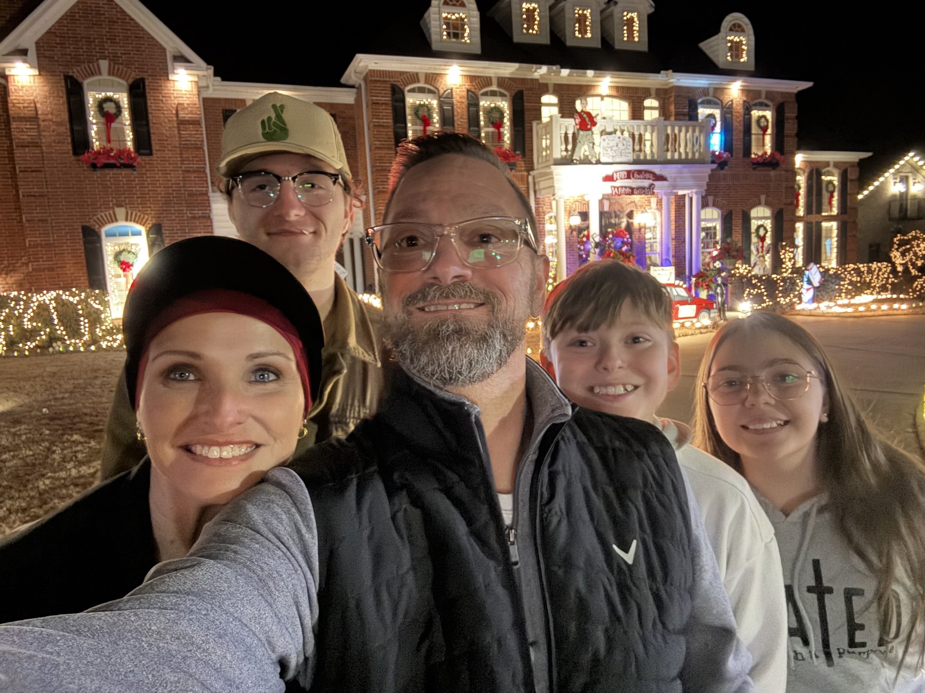 The 501 Finds family enjoying holiday lights